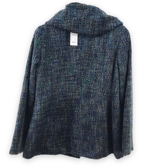 Tribal Women's S Highlands Wool Blend Pea Coat Slate Teal Bouclee Tweed New - Picture 2 of 10